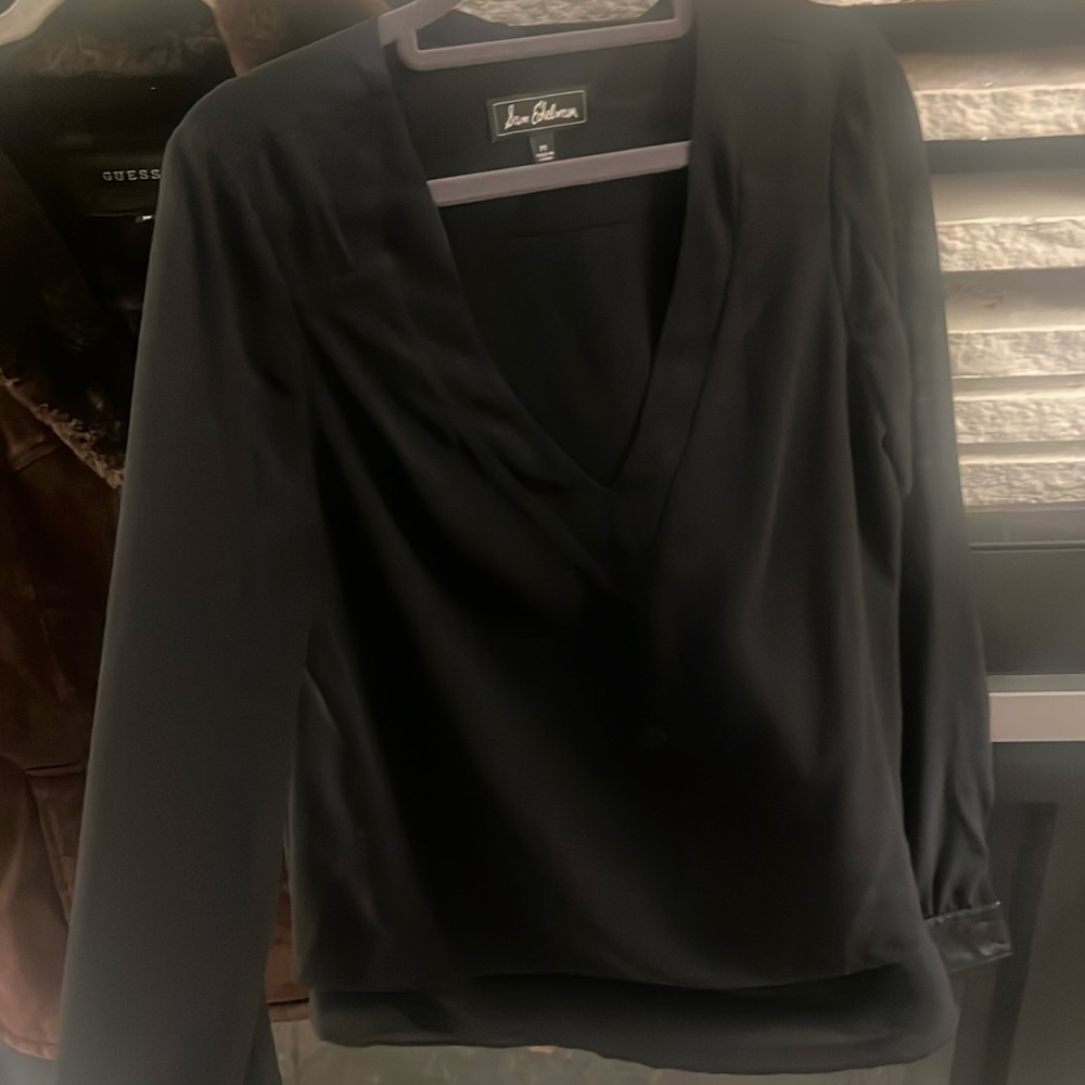 Sheer v neck blouse Sam Edelman size medium leather cuffs